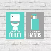 Flush & Wash Toilet Rules Set / Bathroom Rules / Toilet Sign / Poster