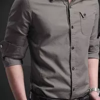 [Miller dark grey OT] pakaian pria/ kemeja slim fit warna abu tua