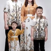 Sarimbit Pasangan Keluarga Gamis Maxi Long Dress Batik 1604 Coklat XL - gamis XL