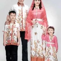 Sarimbit Pasangan Keluarga Gamis Maxi Long Dress Batik 1604 Pink XL - gamis XL