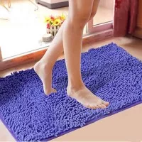 MEDIUM Keset 40x60 microfiber anti slip chennile floor mat dust cendol - Biru Muda