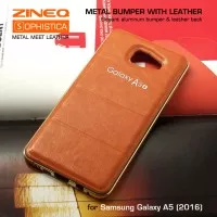 Metal Bumper Leather Back Cover Casing Case Samsung Galaxy A5 2016