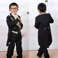 jas anak laki Tuxedo warna hitam+gold paket lengkap seperti foto