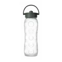 LifeFactory BPA Free 22 oz Glass Water Bottle Straw Cap - Transparent