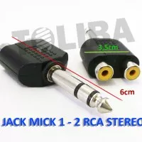 jack mic konektor T cabang rca female ke jack akai male mic stereo 1-2