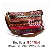 Tas Wanita Sling Bag,Tas Traveling,kuliah,Tas Jalan,Motif Red Tribal