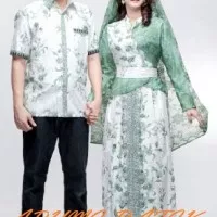 Sarimbit Pasangan Keluarga Gamis Maxi Long Dress Batik 1638 Hijau