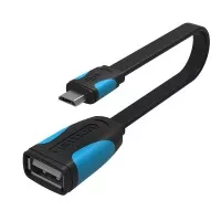 [0.1M - A09 Black] Vention Kabel Micro USB 2.0 OTG Flat - Hitam
