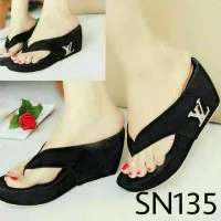 Sandal Wedges Wanita Santai Casual Jepit LV