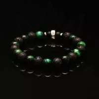 Gelang Batu Premium (Custom) - Green Tiger Eye x Lava