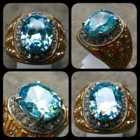 Cincin Titanium Blue Topaz Swiss Oval Cutting Hq