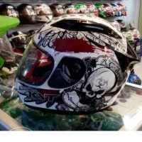 Helm KYT RC 7 Seven RC7 Full Face Fullface Skull White Black Red