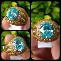 Cincin Permata Blue Topaz Swiss Oval Cutting Hq