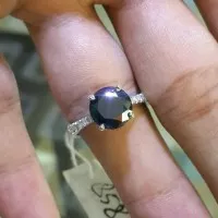 Cincin Berlian Hitam Black Diamond+Berlian Eropa Ring Emas 40%