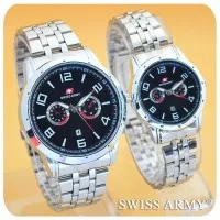 Jam Tangan Couple Swiss Army Couple Freon Black Silver