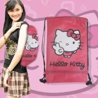 Tas Serut Ransel Sekolah Hello Kitty Pink Bag Non Ori Barang Unik Lucu