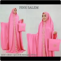 Mukena dubai model terbaru spandek sutra termurah sakura pink salem