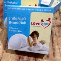 BreastPad Washable by Moms Love isi 6 Per pack With Laundry Net