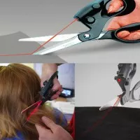 Gunting Laser Scissors Alat Pemotong Kertas Kain Office Kantor Rambut