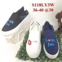 s118yl3w sepatu wanita bara bara casual foxing wedges shoes barabara