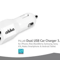 Original Ahha PILLAR Dual USB Car Charger 3.4A (capdase product)