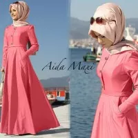 Setelan Hijab 2in1 Aida Long Maxi Dress Pashmina Salem