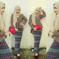 Hijab Brown Peplum Tribal Set 3in1 Mew