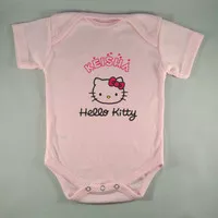 Baju Bayi Custom Baby Jumper Hello Kitty Baby Pink -Tulisan Bebas