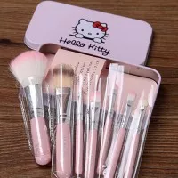 Kuas Hello Kitty Isi 7 Kaleng Pink Make Up Brush Set Makeup HK Kity