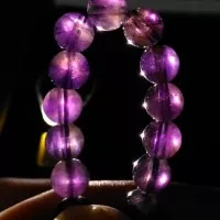 Gelang Batu Akik Kecubung Ungu Amethyst / Kecubung Asihan Berserat HQ