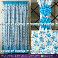 Jual Gorden bahan panca motif Shabby Chic Biru