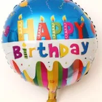 Balon Foil Ulang Tahun / Happy Birthday Biru - B 01