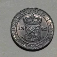 Uang Benggol Koin 1/2 Cent Nederlandsch Indie 1945