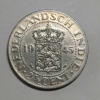 Uang Benggol Koin 21/2 Cent Nederlandsch Indie (Hindia Belanda) 1945