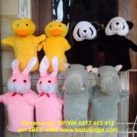Boneka Tangan Karakter Hewan Bebek/Panda/Kelinci/Kudanil 30 cm