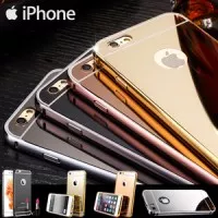 iPhone 6 6S Bumper Metal + Back Case Sliding Mirror Gold Cover