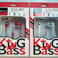 King Bass Army With Mic Headset Handsfree Earphone Bass Banget