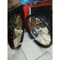 sepaket velg tdr tromol jari cakram dpn blk buat motor satria fu