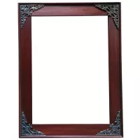 24 Figura Mahoni Cermin / Mahogany Frame - Plat Hias Kuningan Daun