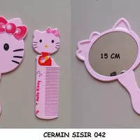 Cermin Sisir Kepala Hello Kitty Gagang Putih Pink