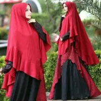 SYARI NABILA MERAH / GAMIS WANITA WOLLY CREPE MERAH