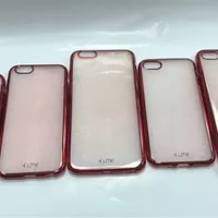 case iphone 6 6s ume shinning chrome list red tpu silikon casing cover