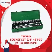 Tekiro Socket Set 3/4 inch 18 Pcs 19-50 mm 6PT Box Kaleng