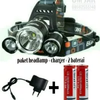 Paket Headlamp Cree XML-T6 5000 L / Senter kepala 2 baterai + charger