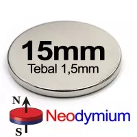 15x1,5mm Strong Magnet Neodymium Bulat Koin Disc Kuat 15mm Tebal 1,5mm