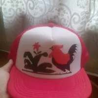 Topi Ayam Jago Snapback Jaring Merah Putih