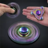 Fidget Spinner Tri Side Rainbow / Spiner 3 Sisi Pelangi Boomerang