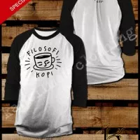 KAOS FILOSOFI KOPI RAGLAN HITAM - PUTIH KEREN