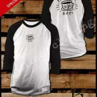 KAOS FILOSOFI KOPI RAGLAN HITAM - PUTIH KEREN B