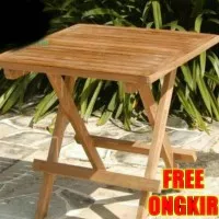 meja lipat kotak 50cm t 50cm - folding table - meja piknik kayu jati